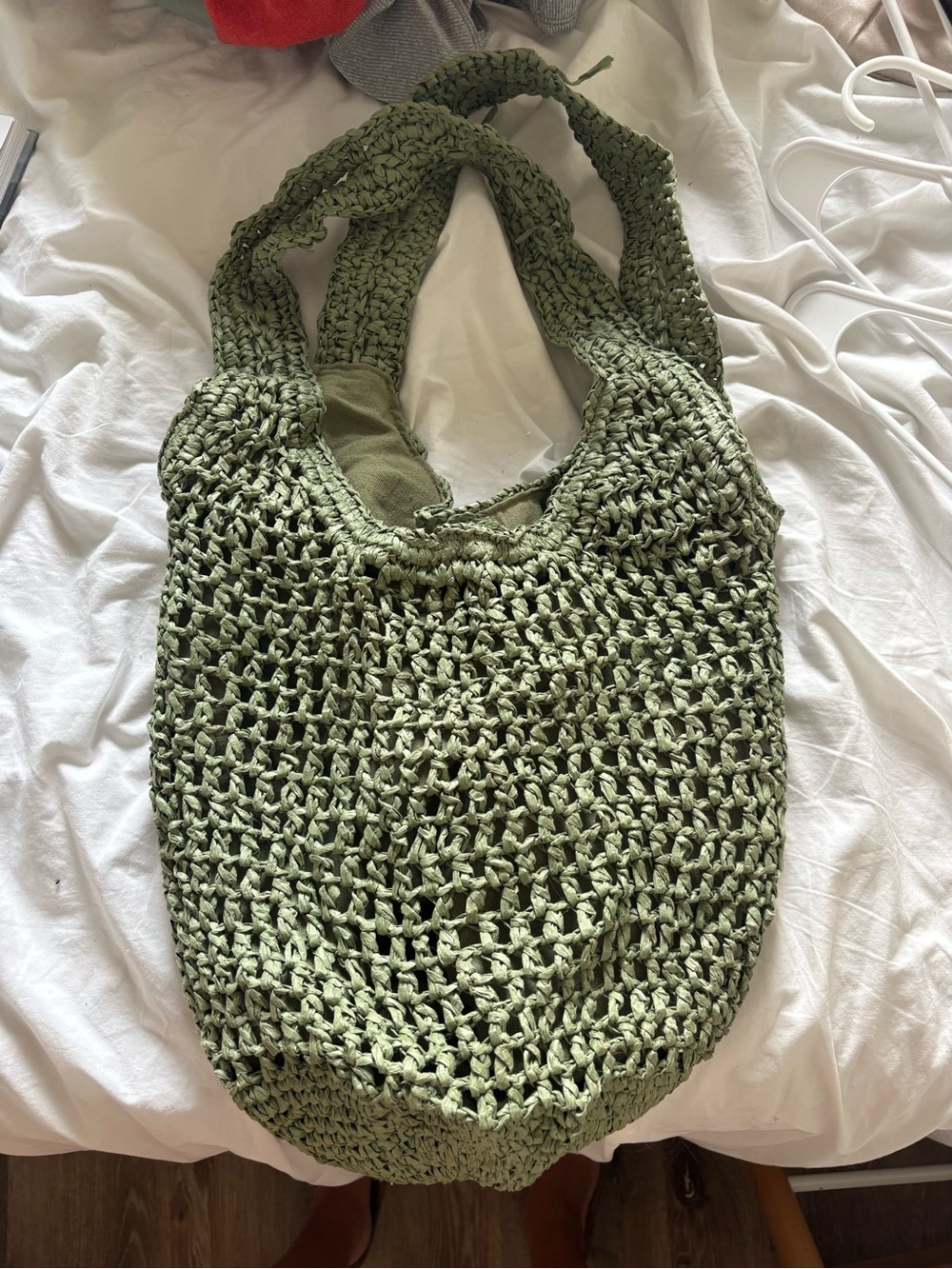 Handwoven Olive Green Crochet Tote Bag